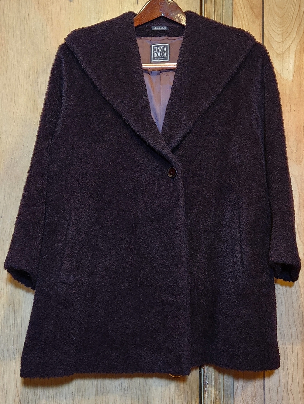 Vintage Cinzia Rocca Wool Coat Womens 12 Ri H Chocolate Brown Mohar Alpaca Italy